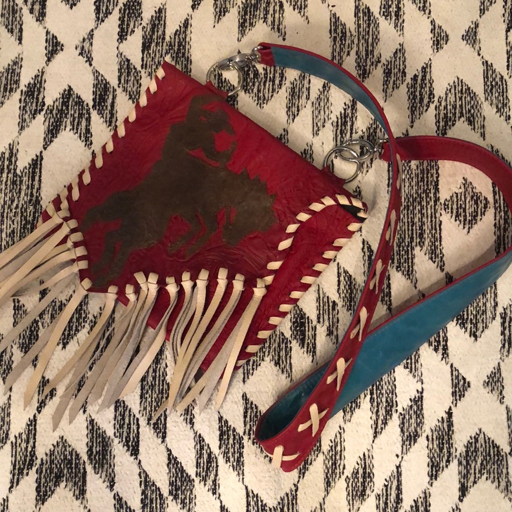 NWOT Buckaroo Tooled Leather Fringe Purse